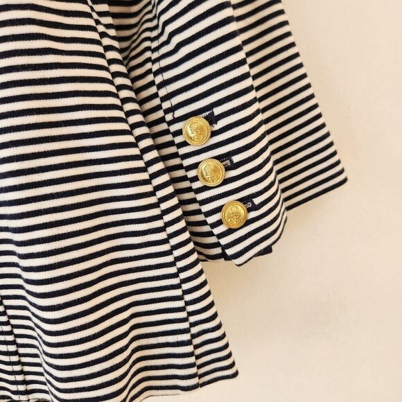 Cabi Blue Nautical Striped Stretch Knit Blazer Jacket Preppy #823 Women's S - Picture 6 of 9